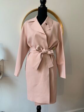 Harris Wharf London Blush Pink Belted Scuba Trench Coat Size 38 IT,2, 4